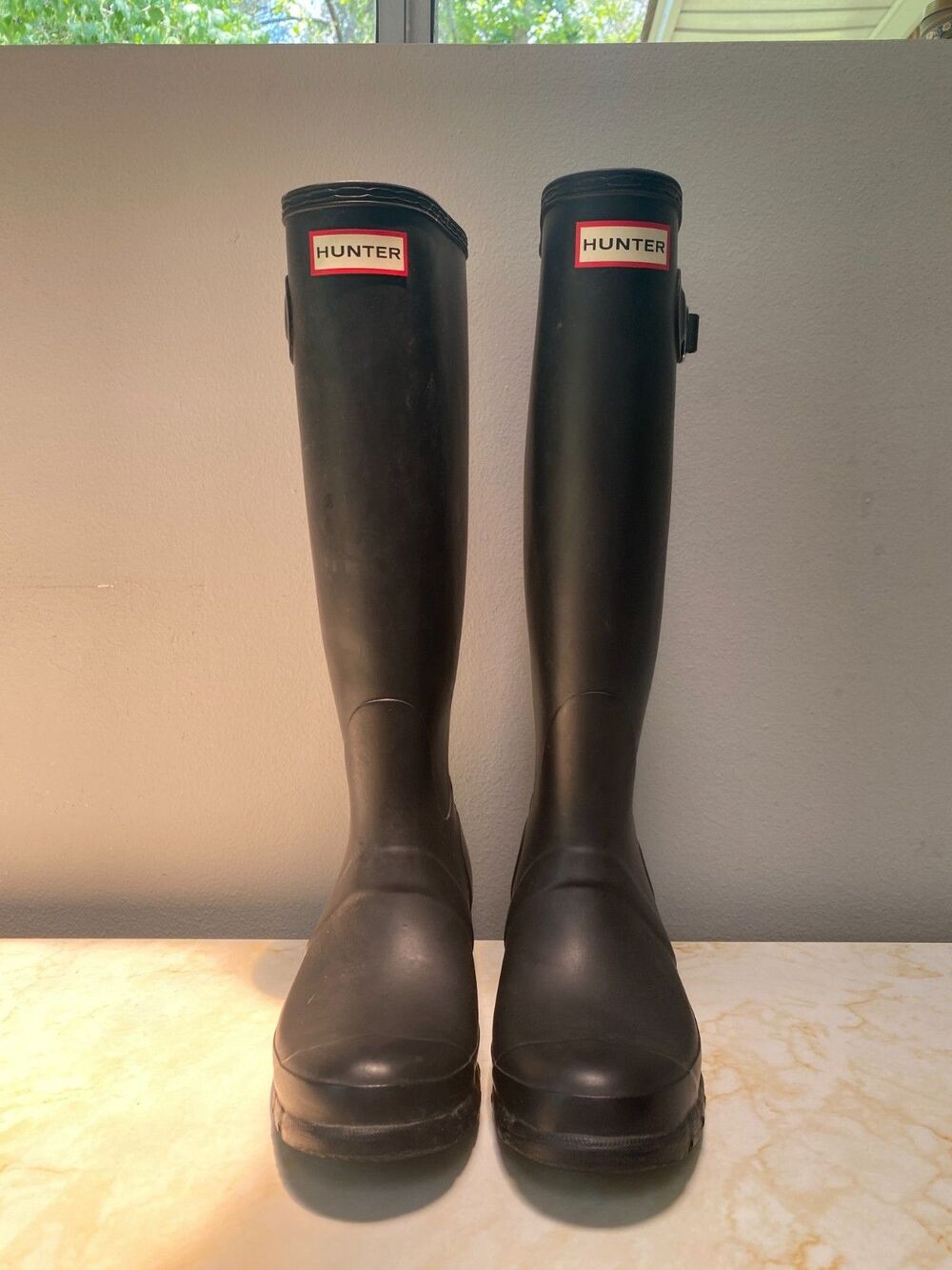 HUNTER Classic Original Rainboots Women's Black Sz 6 Side Silver Tone Buckle